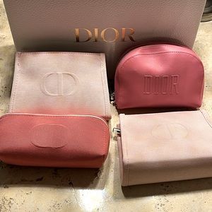 A Bundle of 4 Pink Dior Makeup  bags.Comes with this Beautiful DIOR display box.